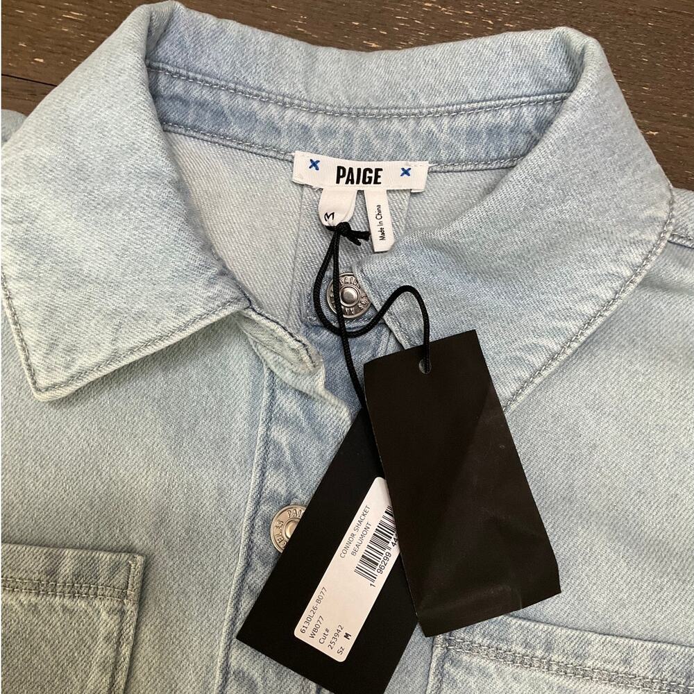 Paige Women's Denim Cropped Jacket Conner Shacket Beaumont Size Medium NWT - Picture 8 of 13